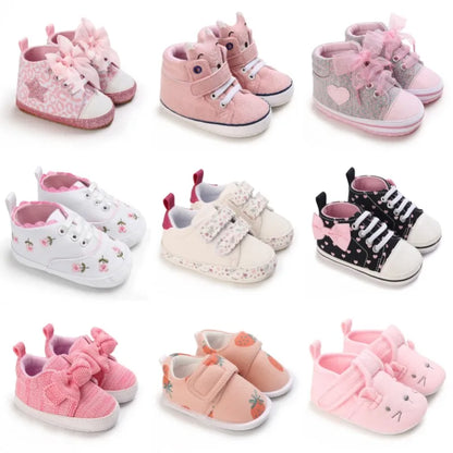Spring and Autumn Women's Baby Casual Sports Shoes Soft Sole Anti-Slip Indoor and Outdoor First Step Walking Shoes