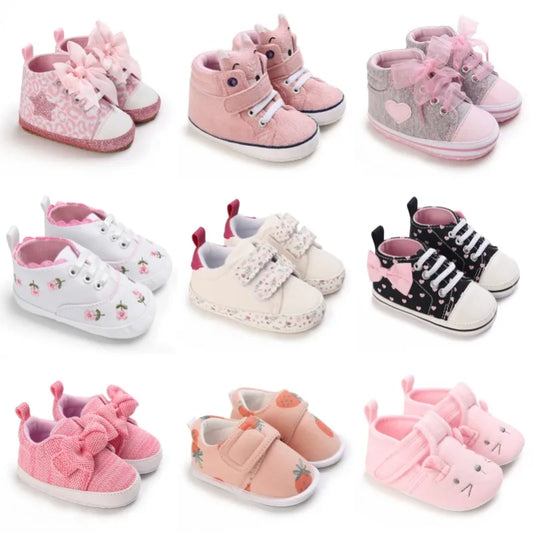Spring and Autumn Women's Baby Casual Sports Shoes Soft Sole Anti-Slip Indoor and Outdoor First Step Walking Shoes