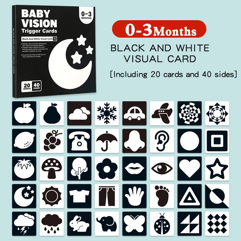 Montessori High Contrast Flash Cards – Visual Stimulation and Cognitive Toy for Infants