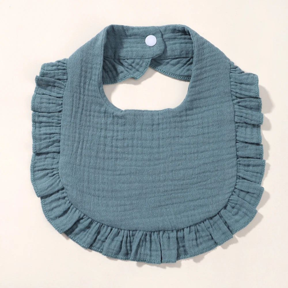 Newborn Baby Bibs & Burp Cloths | Solid Color Toddler Bandana Feeding Bibs, Ruffle Saliva Towel for Drool, Baby Accessories - Kidzy Market