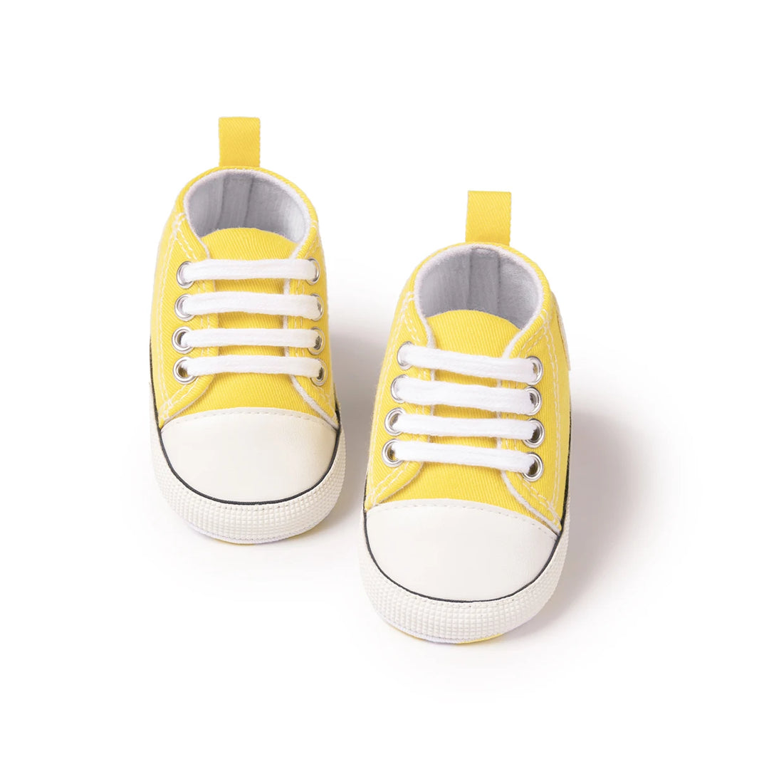 KIDSUN Newborn Multi-Coloured Canvas Baby Shoes – Soft Soled Casual First Toddler Shoes for Boys & Girls