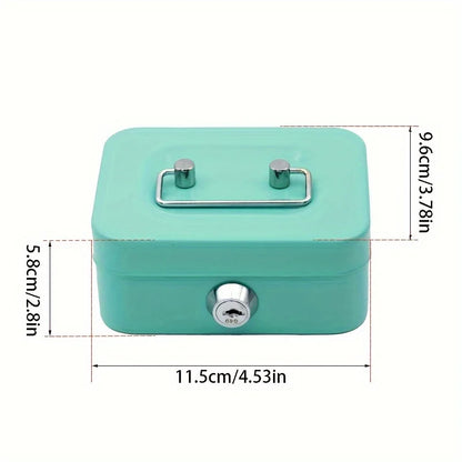 Metal Cash Box with Key Lock Secure Coin Storage Piggy Bank for Office and Home with Handle