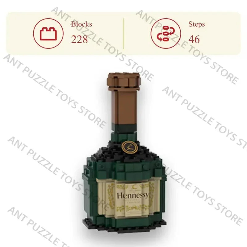 Whiskey Bottle Building Block Model – Assemble Toy for Gifts and Home Decor