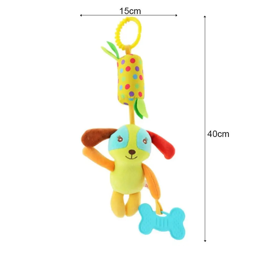 Newborn Soothing Bed Rattle with Teething Toy, Small Animal Bed Bell and Hand Puppet