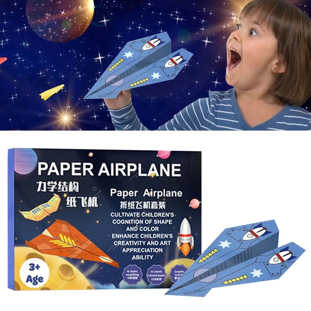 Cartoon Airplane Origami Toy Colorful Paper with Tutorial 3D Handmade Educational Material