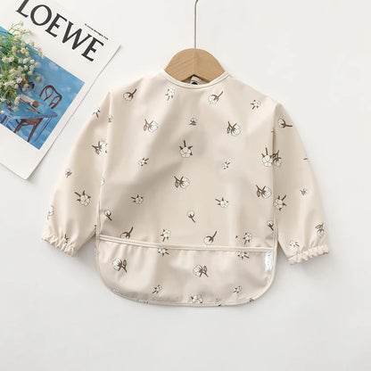 Kids Baby Feeding Bibs | Waterproof Long Sleeve Apron with Pocket, Toddler Burp Cloth for Boys & Girls, Anti-Dirty Art Smock Baby Stuff - Kidzy Market
