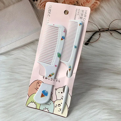 2Pcs/Set Cute Kids Hairdressing Comb - Anti-static Pointed Tail Comb for Girls - Strawberry Fruit Hair Comb
