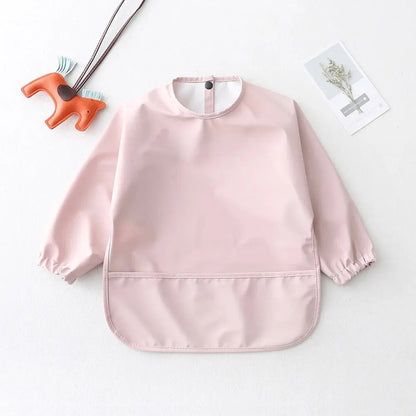 Solid Color Baby Feeding Bibs with Long Sleeves | Waterproof Infant Bib Aprons for Boys & Girls | Easy Clean Children Art Smocks - Kidzy Market