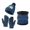 IYEAL Winter Children’s Warm Knitted Hat, Scarf & Gloves Set – Soft Velvet Lined Kids Winter Knitted Accessories for Boys & Girls