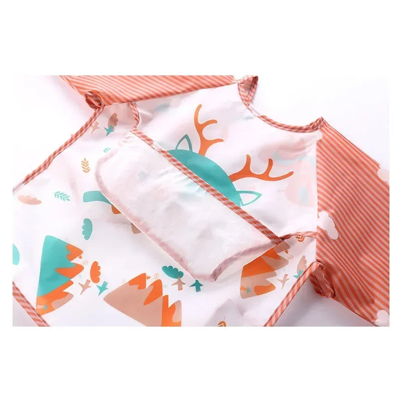 Baby Boys & Girls Burp Cloth Bandana Bibs – Long Sleeve Scarf, Waterproof Toddler Art Smock, Feeding Bib Apron with Pocket for 1-3 Year Olds - Kidzy Market