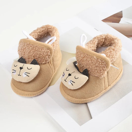 Jlong Winter Newborn Soft Sole First Walker Baby Shoes – Fur Warm Snow Boots for Girls (0-18 Months)