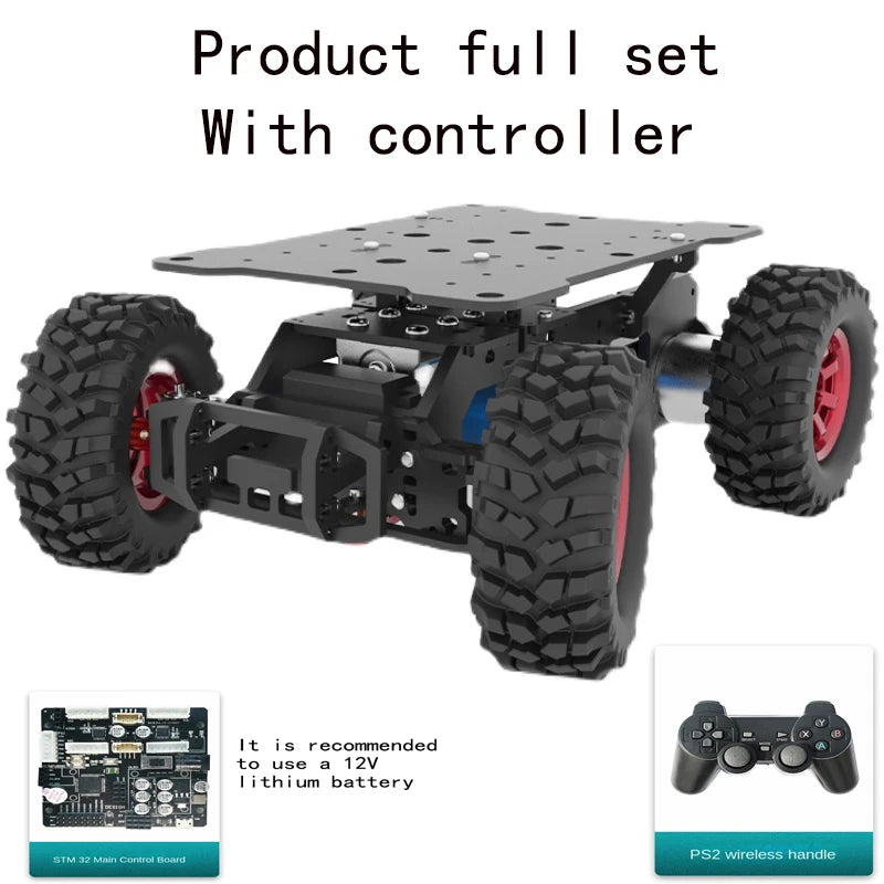 4-8KG Load 4WD Ackerman Robot Car Chassis, Encoder Motor, Front Wheel Servo MG996 Steering, Programmable RC Tank Robot Kit