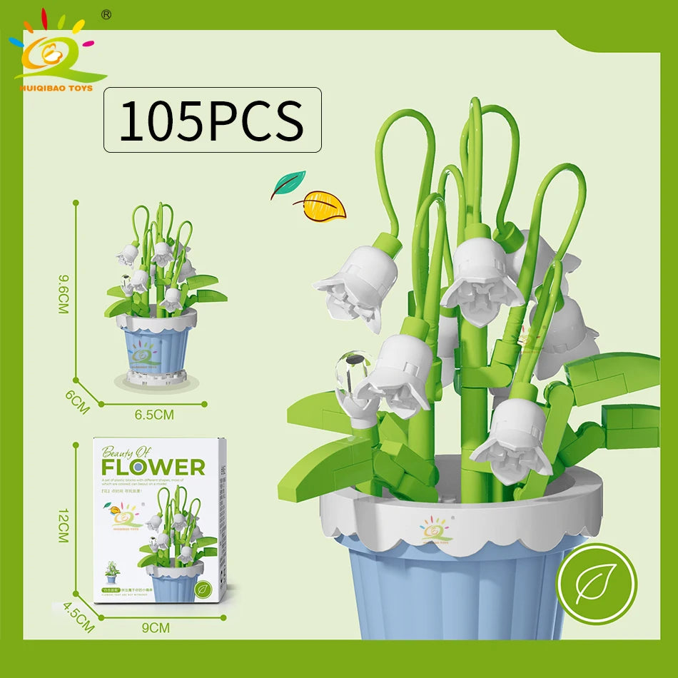 Eternal Bouquet Micro Building Blocks – DIY Flower Model Brick Toy for Kids, Home Desk Decoration