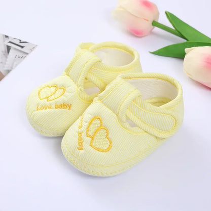 Double Heart Spring and Autumn Shoes – Soft Soled Toddler Shoes for Men & Women, 0-1 Years Old, Baby Walking Shoes (3-6-9 Months)