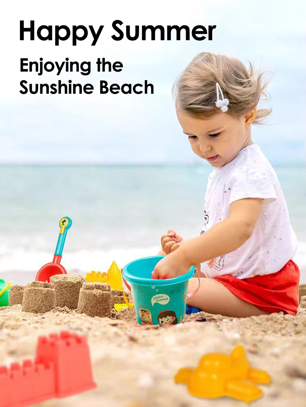 Summer Beach Toy Set With Bucket, Watering Bottle & Shovels — 18Pcs Sand & Water Play Kit For Kids