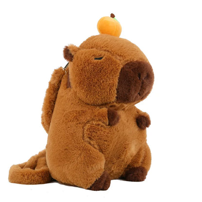 Capybara Plush Backpack – Kawaii Fashion Fur Plushie Shoulder and Mini Knapsack Bag for Kids and Girls