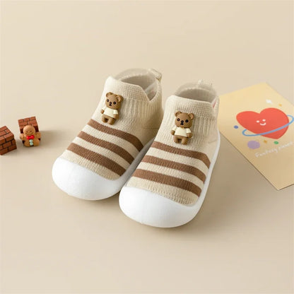 Baby Toddler Shoes Soft Sole Children's Shoes Breathable Cartoon Non-Slip Anti-Fall Striped Cute New Baby Shoes