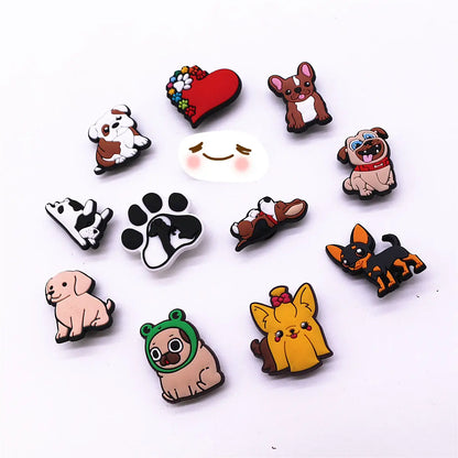 1-Pc Dog Shoe Charm PVC – Bulldog, Labrador, Beagle, Pug Shoe Buckle Accessory for Crocs, Bags & Wristbands