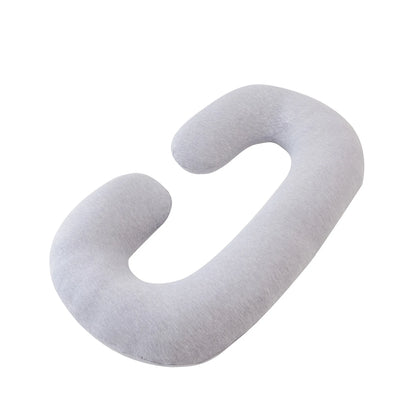 C-Shaped Pregnancy Pillow with Star Pattern – Supportive Belly and Back Pillow for Side Sleeping, Solid Color Maternity Pillow