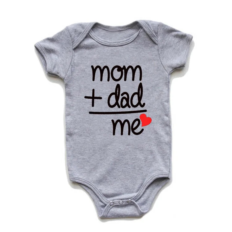 Popular "Mom+Dad=Me" Baby Romper – 100% Cotton Summer Onesie, Newborn Baby Clothes, Unisex Crawling Clothes, Comfortable and Cute