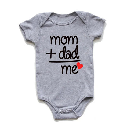 Popular "Mom+Dad=Me" Baby Romper – 100% Cotton Summer Onesie, Newborn Baby Clothes, Unisex Crawling Clothes, Comfortable and Cute