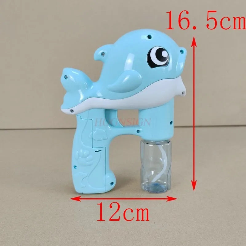 Automatic Dolphin Bubble Gun for Kids - Handheld Battery-Operated Bubble Blower Toy with 2 x 50ml (1.7 fl oz) Bubble Solution