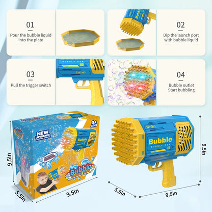 69-Hole Bubble Gun Bazooka — Battery-Powered Automatic Bubble Blaster for Kids, Outdoor Play & Party Favors