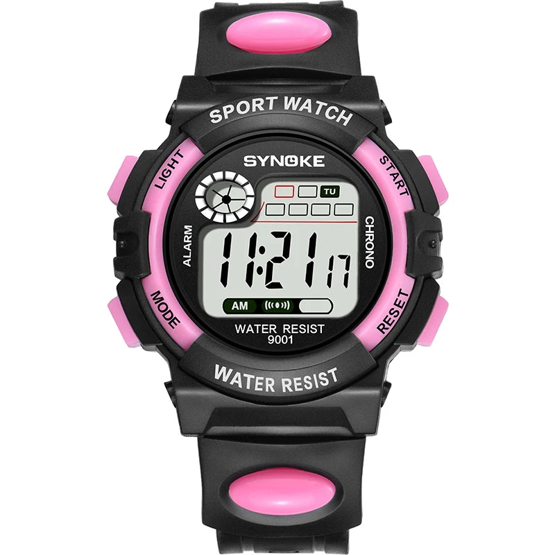 Electronic Children’s Sport Watch Colorful LED Digital Clock 3ATM Waterproof Alarm Wristwatch for Boys and Girls