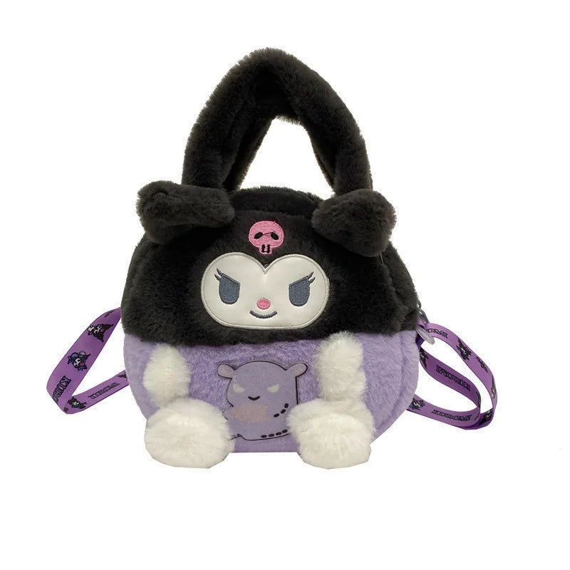 Kawaii Sanrio Plush Backpack – Kuromi, Melody, Cinnamoroll & Pochacco Anime Plush Handbags for Girls, Perfect Gift - Kidzy Market