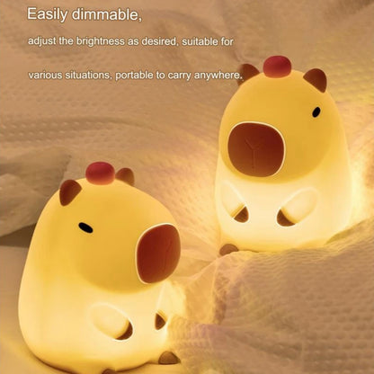 Cute Cartoon Capybara Night Light Battery Operated Dimmable Sleep Lamp for Kids Room Decor