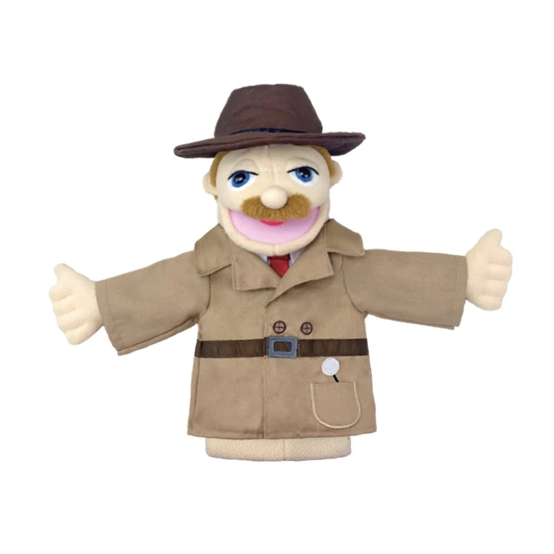 Big Plush Hand Puppets, Cartoon Doctor Police Nurse Teacher Ventriloquism Dolls