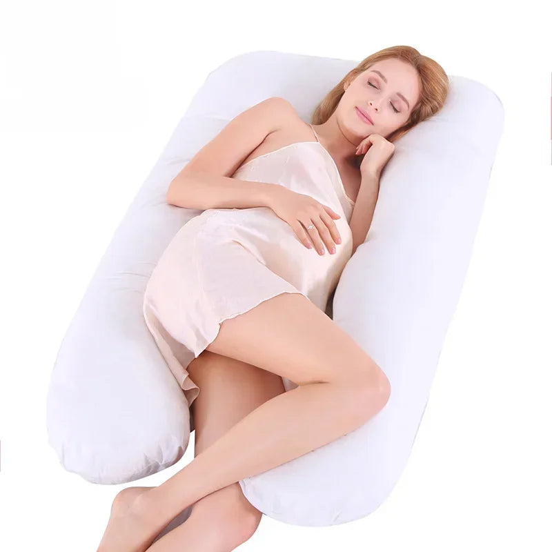 U-Shaped Pregnancy Pillow - Pure Cotton Lumbar Support & Backrest Cushion for Pregnant Women, Multi-Function Full Body Pillow