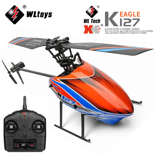 WLtoys XKS K127 RC Helicopter – 6-Axis Gyroscope 2.4G 4CH Mini Single Blade RC Toy