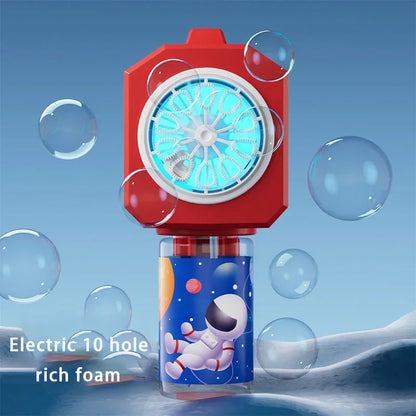 Automatic 10-Hole Bubble Machine for Kids – Battery-Free Electric Bubble Blower, Outdoor Toy