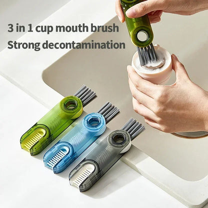 3-in-1 Cleaning Tool Cup Brush Micro Lid Brushes Useful Product Multifunctional Nursing Water Bottle Cover Cleaning Brush Household