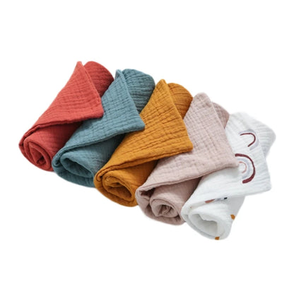 5 Pcs Baby Cotton Square Towel – Muslin Cloth, Infant Hand/Face Washcloth, Feeding Bib, Burp Cloth & Saliva Towel - Kidzy Market