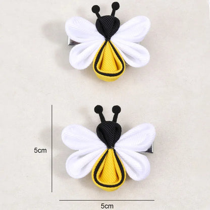 2Pcs Ribbon Bee Hairpin – Unique Animal Hair Clips for Baby Girls, Kids Barrettes, Children Headwear Accessories