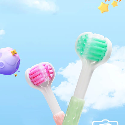 Age 3+ 3-Sided Toddler Toothbrush, Soft Bristles, Kids Autism Sensory Toothbrush, Silicone Oral Care Brush