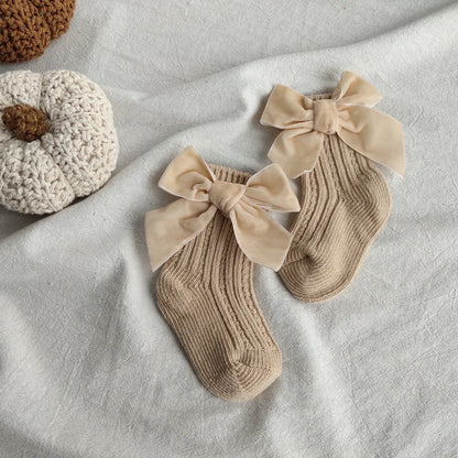 Winter Baby Socks Boy Girl Newborn Autumn Big Bow Cotton Mid-Tube Warm Socks Toddler Infant Accessories