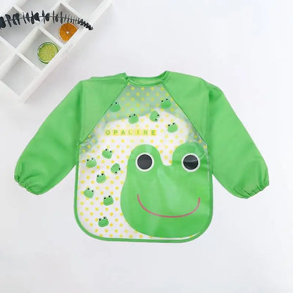 Waterproof Long-Sleeve Baby Bib – Cute Cartoon Apron with Pocket for Self-Feeding (0-3Y) - Kidzy Market