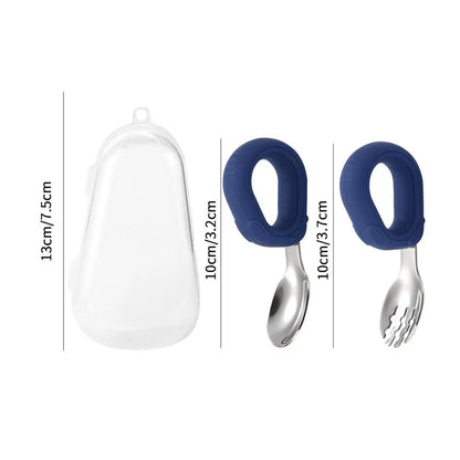 Cartoon Baby Tableware Set - Infant Food Feeding Spoon & Fork, Stainless Steel Toddler Dinnerware, Children Utensils & Cutlery Gadgets