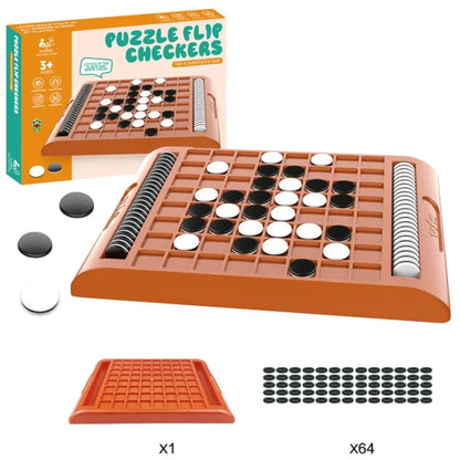 Tabletop Flip Black and White Chess Board Touch Flip Parent-Child Interactive Montessori Portable Kid Overturn Chess Game