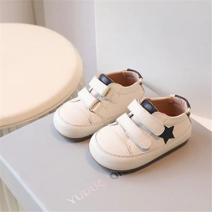 0-5 Years New Baby Shoes – Microfiber Leather Barefoot Toddler Boys & Girls, Soft Sole Outdoor Tennis Fashion Kids Sneakers
