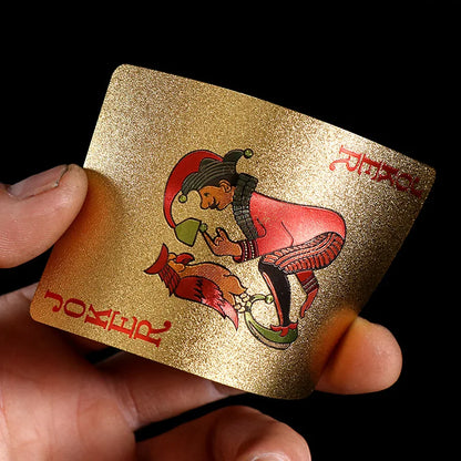 24K Gold Waterproof Playing Cards - Plastic Poker Deck, PET Table Game for Halloween & Christmas, Family Game Night Gift