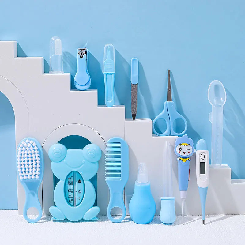13-Piece Baby Care Set - Nose Suction Device, Nail Clipper, Thermometer, Daily Cleaning & Care Kit - Healthcare Kits for Babies