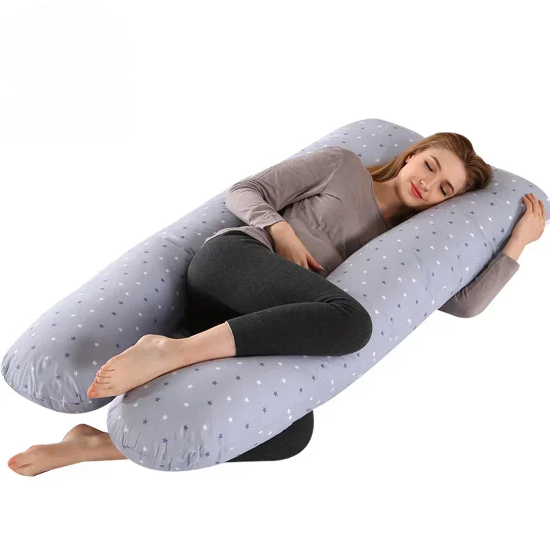 Maternity Pillow for Women - Cotton Color Matching Removable & Washable U-Shaped Waist Support Cushion, Maternity Body Pillow