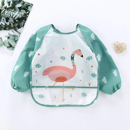 Waterproof Baby Eating Smock – Long-Sleeve Bib & Art Apron with Cute Animal Design - Kidzy Market