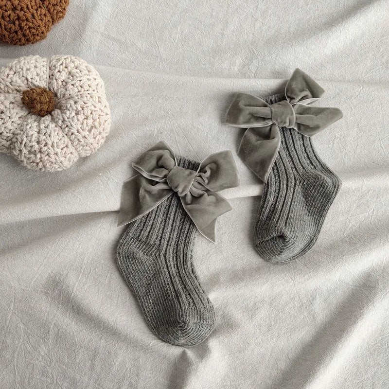 Winter Baby Socks Boy Girl Newborn Autumn Big Bow Cotton Mid-Tube Warm Socks Toddler Infant Accessories
