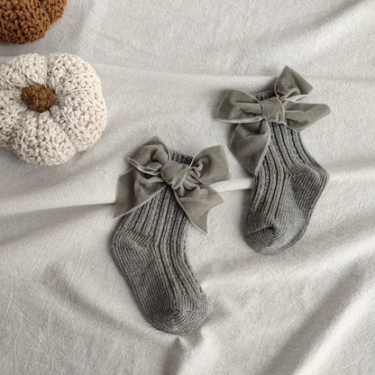 Winter Baby Socks Boy Girl Newborn Autumn Big Bow Cotton Mid-Tube Warm Socks Toddler Infant Accessories
