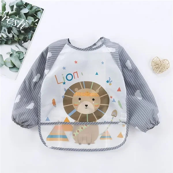 Waterproof Long-Sleeve Baby Smock – Toddler Art Apron & Feeding Bib with Pocket for Boys & Girls (1-3 Years) - Kidzy Market